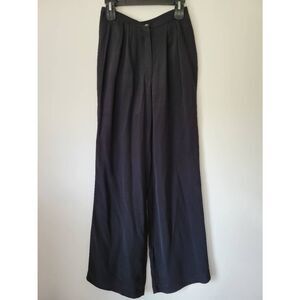 100% Silk Ballinger Gold Wide Leg Pants Women Small Black High Rise Minimalist T